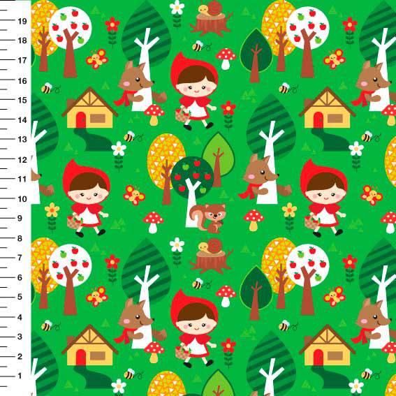 Chapeuzinho Vermelho Infantil Tricoline Algodao Digital